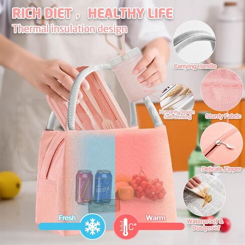 Bento Lunch Box for Kids, Lunch Box Leak-proof for Girls Boys Adults Teens School, Lunch Containers Durable with Lunch Bag, Cup, Spoon, Forks, Dishcloth (Pink Set) in Saudi Arabia