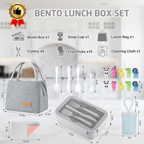 Bento Lunch Box for Kids, Lunch Box Leak-proof for Girls Boys Adults Teens School, Lunch Containers Durable with Lunch Bag, Cup, Spoon, Forks, Dishcloth (Pink Set) in Saudi Arabia
