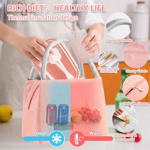 Bento Lunch Box for Kids ، Fink Box Problaring for Girls Boy Boy Teens School ، حاويات الغداء المتينة مع حقيبة الغداء ، كوب ، ملعقة ، شوكات ، صناديق (مجموعة وردية) in Saudi Arabia