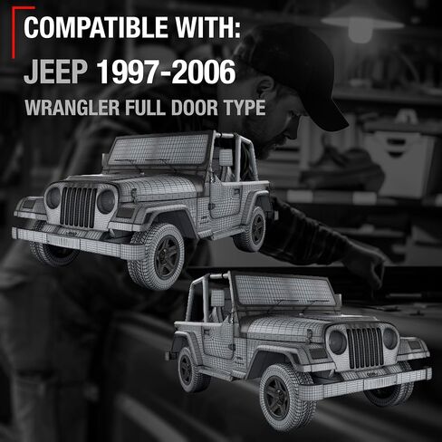 مجموعة مقبض الباب الخارجي ، السائق الأمامي + مقبض باب الركاب - متوافق مع 1997-2006 Jeep Wrangler ، نوع الباب الكامل - الأسود ، المعدن ، 55176382ae ، 55176382ab ، 55176383ae ، 55176383ab ، 79398 ، 79399 in Kuwait