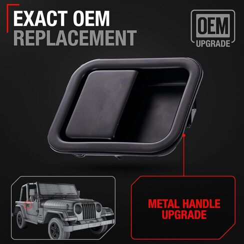 مجموعة مقبض الباب الخارجي ، السائق الأمامي + مقبض باب الركاب - متوافق مع 1997-2006 Jeep Wrangler ، نوع الباب الكامل - الأسود ، المعدن ، 55176382ae ، 55176382ab ، 55176383ae ، 55176383ab ، 79398 ، 79399 in Kuwait
