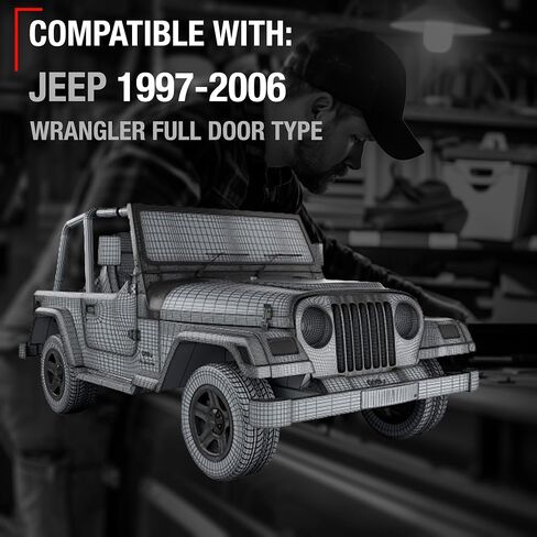 مجموعة مقبض الباب الخارجي ، السائق الأمامي + مقبض باب الركاب - متوافق مع 1997-2006 Jeep Wrangler ، نوع الباب الكامل - الأسود ، المعدن ، 55176382ae ، 55176382ab ، 55176383ae ، 55176383ab ، 79398 ، 79399 in Kuwait