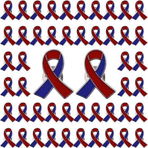 WANDIC 50 Pcs Yellow&Blue Ribbon Brooches, 0.98 * 0.78in Alloy Down Syndrome Awareness Pins World Down Syndrome Day Ribbon Badges for Jewelry Making in Kuwait