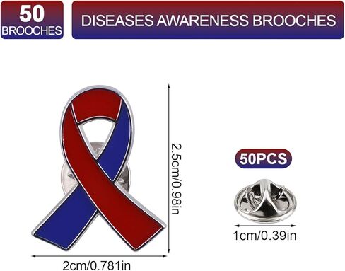 WANDIC 50 Pcs Yellow&Blue Ribbon Brooches, 0.98 * 0.78in Alloy Down Syndrome Awareness Pins World Down Syndrome Day Ribbon Badges for Jewelry Making in Kuwait