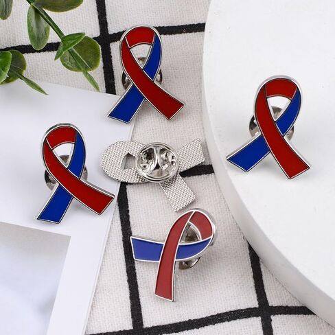 WANDIC 50 Pcs Yellow&Blue Ribbon Brooches, 0.98 * 0.78in Alloy Down Syndrome Awareness Pins World Down Syndrome Day Ribbon Badges for Jewelry Making in Kuwait