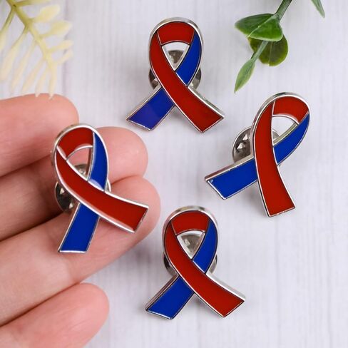 WANDIC 50 Pcs Yellow&Blue Ribbon Brooches, 0.98 * 0.78in Alloy Down Syndrome Awareness Pins World Down Syndrome Day Ribbon Badges for Jewelry Making in Kuwait