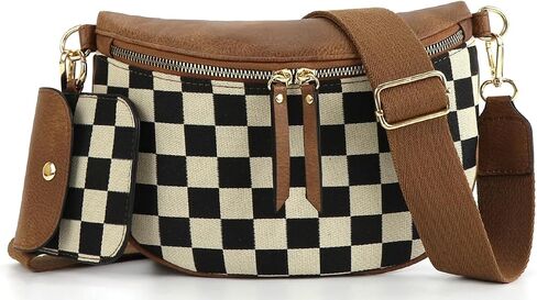 2 PCS أكياس كروسة المتقلب للنساء Bum Bag Checkered Cross Body Sling Backpack Hobo Satchels محفظة الكتف المحفظة in Kuwait