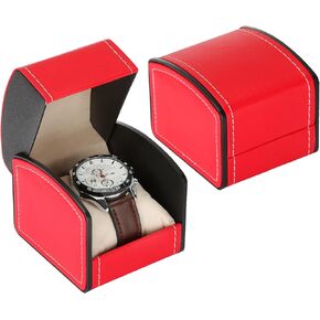 Luxury Single Watch Gift Box with Removable Pillow, PU Leather Single Watch Case Wristwatch Jewelry Storage Display Holder Cases for Men and Women (Black)
