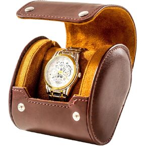 3 Watch Travel Case - Watch Classic Leather Watch Careing مع نسيج مثالي. منظم الساعات للتخزين والعرض. هدية مثالية للرجال الذين يسافرون ، وكلهم مصنوعون يدويًا من قبل الحرفيين