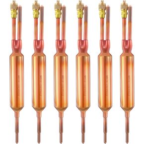 Shimeyao 6 Pcs Filter Drier Refrigerant Liquid Line Directional Filter Dryer AC & Refrigeration Line with Charging Valve 25 Grams 1/4 x 1/4 Compatible with R12, R22, R502, R134a and R407C