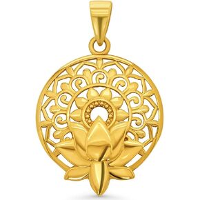 14K Gold Gold Lotus Mandala زهرة الحياة قلادة