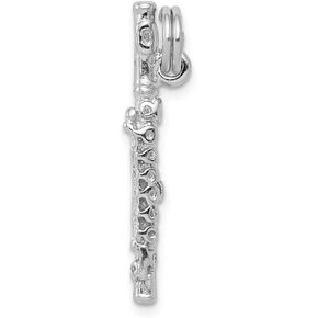 Solid 925 Sterling Silver Flute Charm Pendant - 25mm x 5mm