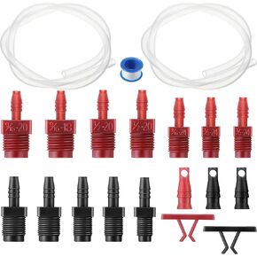 Enhon Master Cylinder Bleeder Kit Complete Brake Bleeder Kit with 22 in Clear Hose, Clip, PTFE Tape, SAE and Metric Fittings Universal Fit (20 Pcs)