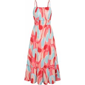 GRACE KARIN Womens 2025 Summer Maxi Dress Sleeveless Floral Spaghetti Strap Smocked Boho Beach Long Dress with Pockets