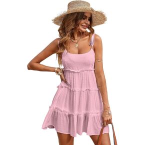 Narecte Womens Summer Dresses Wedding Guest Dresses Beach Sundresses Spaghetti Strap Flowy Boho Dress