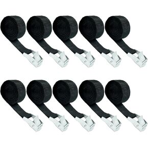 10 Pack Lashing Straps with Buckles Adjustable, 1" x 78" Cam Buckle Tie Down Strap, Red Cargo Straps for Securing Luggage, Cargo, Bicycles, Motorcycles