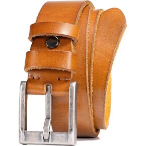 WOLFANT Handmade Full Grain Leather Casual Belts for Men,100% Italian Real Solid Durable Leather Work Belt