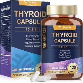 Thyroid Support for Women & Man Supplement Complex Capsules - Iodine Thyroid Supplement with L Tyrosine Bladderwrack Kelp Ashwagandha Selenium Supplements - Mood Enhancer Energy Blance Thyroid Level