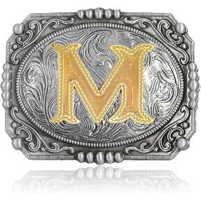 Cowboy Belt Buckle for Men Vintage Western Rodeo Initial Letter ABCDMRJ to Z Belt Buckles
