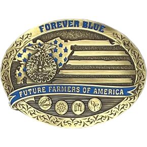 Montana Silversmiths Forever Blue Future Farmers of America FFA Oval Belt Buckle