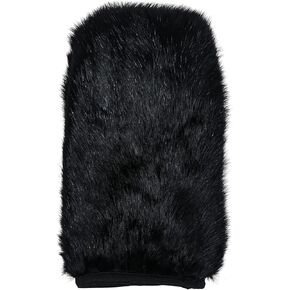 Unisex Adult Rabbit Fur Massage Mitt (No Thumb): Dyed Black (696-9NTULBD-S)