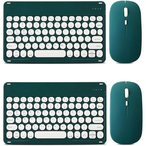 Bluetooth Keyboard and Mouse Combo for iPad - Rechargeable Wireless Keyboard & Mouse Compatible with iPad 9th/8th Gen, iPad Pro/Air/Mini, iPhone14/13/12 Pro, Round Keys White