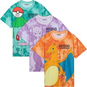 Pokemon Top T Shirt for Boys Girls Teenagers Pikachu Pack of 1 or 3 Pack Funny Tshirts