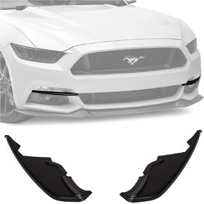 WildWell Front Bumper Vent Winglets for 2015-2017 Ford Mustang GT Ecoboost Accessories Fog Light Vent Canard Strip Trim Matte Black