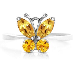 GALAXY GOLD GG High Flauded 14k Solid Whit Mold Citrine Butterfly Ring