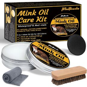 Mink Oil for Leather Boots, Leather Conditioner and Cleaner 3.52 oz, Leather Boot Care Kit, Leather Boot Conditioner for Premium Waterproof Formula to Soften & Restore Shoes, Leather Furniture