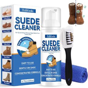 Suede Shoe Cleaner, 6.76 Oz Suede and Nubuck Cleaner with Brush and Towel, No-Rinse Foam Shoe Cleaner Kit for Leather, Boots, Knit, Canvas, Nubuck, Fabric, Tennis