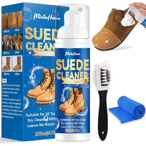Suede Shoe Cleaner, Suede Cleaner with 4-Side Suede Brush, Shoe Cleaner Removes Dirt & Stain, Shoe Cleaning Kit for All Colors Suede, Nubuck, Boots, Trainer, Leather, Sneaker