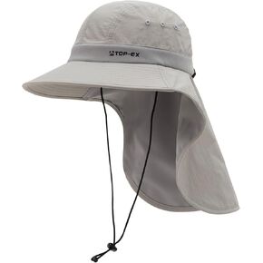 TOP-EX Cooling Sun Hat with Neck Flap – UPF 50+ Wide Brim Breathable Hat for Hiking, Fishing & Big Heads