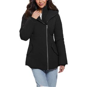 GUESS Women's Lucy Stretch Asymmetric Zip Puffer
