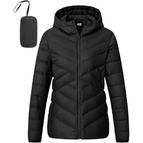 TBMPOY Women's Packable Down Jacket Lightweight Winter Puffer Jacket Hooded Warm Coat Waterproof Quilted Thermal Jackets