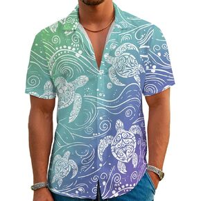 Funny Hawaiian Shirt for Men Retro Button Down Short Sleeve Summer Beach Aloha Shirt Holiday Theme Party Shirt