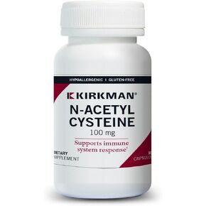Kirkman NAC Supplement, N-Acetyl Cysteine 100mg, 90 Vegetarian Capsules, Immune Support Supplement, Antioxidant, Promotes Glutathione Production, Hypoallergenic, Gluten & Casein Free