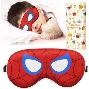 Sleep Mask for Kids - Cute Kawaii Cartoon Silk Sleeping Mask with Adjustable Strap Soft Smooth Light Eye Mask for Sleeping Silk Kids Eye Cover for Boys Girls Teens, Green Grid World