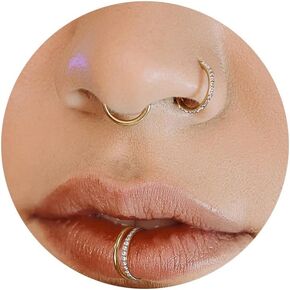 16G 18G Titanium Nose Ring Double Hoop Earring, Cartilage Piercing Helix Hoop Septum Clicker, Conch Piercing and Tragus Rook Jewelry