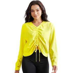 Aarya Athletic Ratherts Women ، Summer Long Sleeve Top Top مع قميص تمرين على الرقبة الرباط