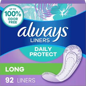 Always Daily Protect Liners, Long Length, Unscented Panty Liners, 92 Count