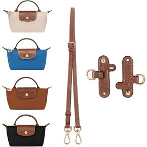 Purse Straps Replacement,Leather Handbag Crossbody Shoulder Strap Adjustable for Longchamp Mini Bag Women (Brown)
