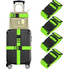 vivinin 4 Pack Luggage Straps, Luggage Belt with Buckle Closure, Adjustable Luggage Belt for Travel Bag Closure, Luggage Security (Red)