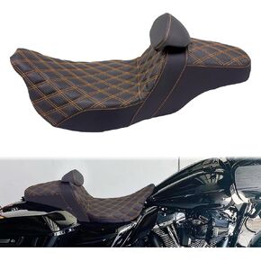 مقعد راكب من قطعة واحدة من قطعة واحدة ، مقعد 2-Up ، مقعد ل Harley Touring Electra Glide Road Road Glide Glide Glide 2009-2023 (Black Stitching)
