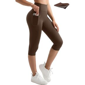 MOOSLOVER Women Buttery Soft Capris Leggings with Pockets High Waisted Scrunch Butt Tummy Control Workout Yoga Pants