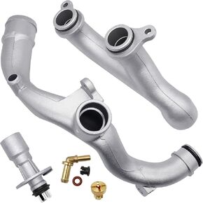 Aluminum Coolant Outlet Pipes Kit Fit for Jaguar/Land Rover Range Rover Sport LR4 3.0L V6 / 5.0L V8 Replace # LR092992 LR028136 LR049990