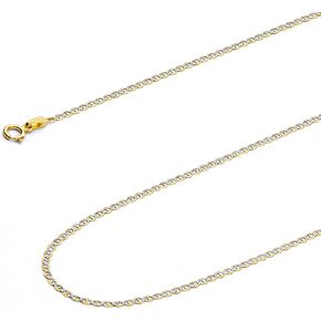 Wellingsale 14K Solid Gold Flat Mariner Chains (Select Options)