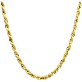14K Solid Yellow Gold Diamond Cut Rope Chain Necklace, Available in 1.5mm,2mm,3mm and 4mm Thickness For Women and Men 16-36 Inch Lengths