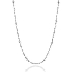Miabella Italian 925 Sterling Silver Singapore Bead Chain Station Necklace for Women, Made in Italy
