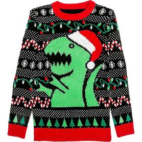 Santa Trex Funny Ugly Christmas Sweater for Men Women Dinosaur Xmas Sweaters X-Large Multicolor